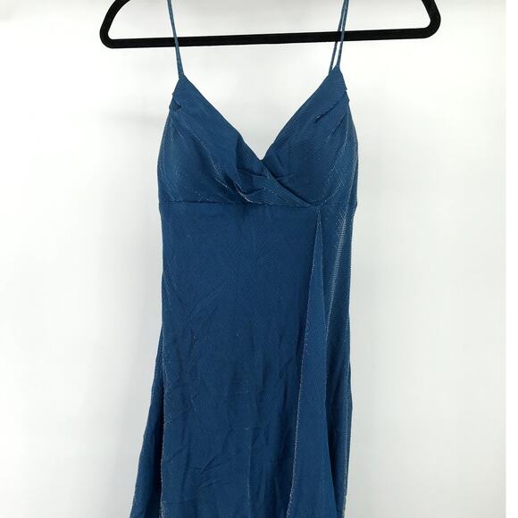 VTG 90s Y2K De Laru by Sheila Yen dress shiny prom cocktail blue maxi long dress - Picture 3 of 9